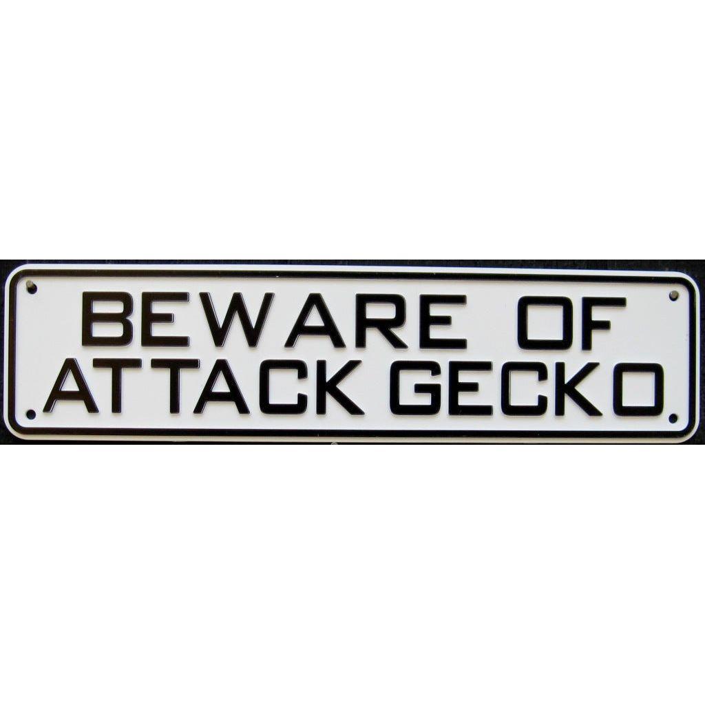 Beware of Attack Gecko Sign Solid Plastic 12 X 3