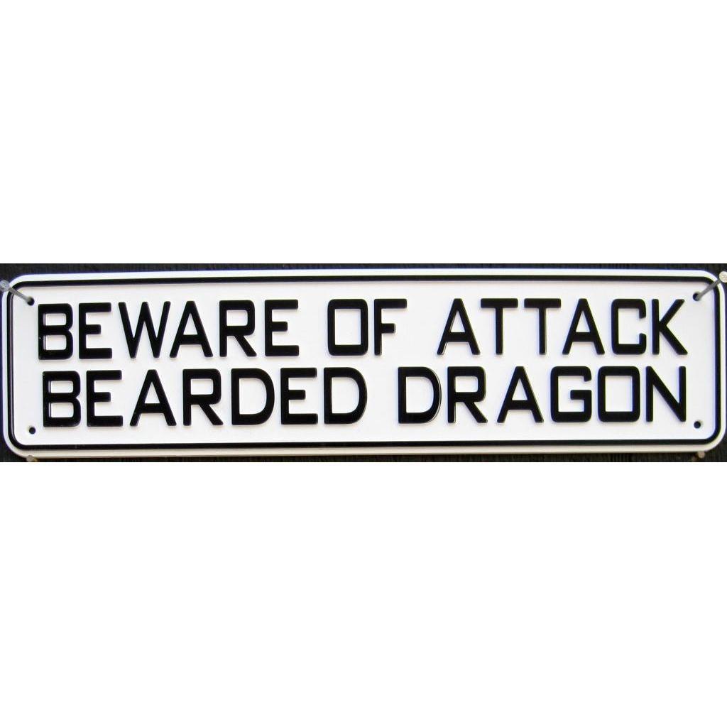 Beware of Attack Bearded Dragon Sign Solid Plastic 12 X 3