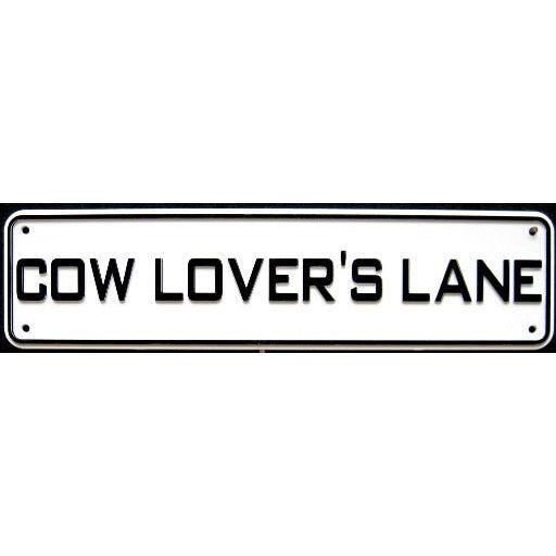 Cow Lovers Lane Sign Solid Plastic 12 X 3