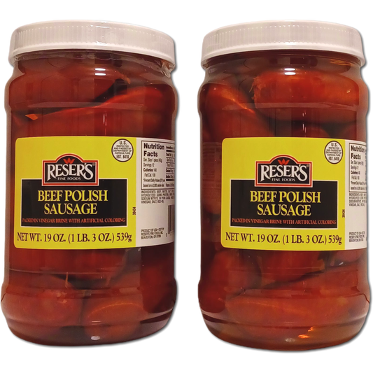 Beef Mild Pickled Polish Sausage by Reser's 2 Pack of 1 Quart Jars