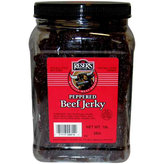 Reser's 1 Pound Natural Wood Smoked Peppered Beef Jerky Jar