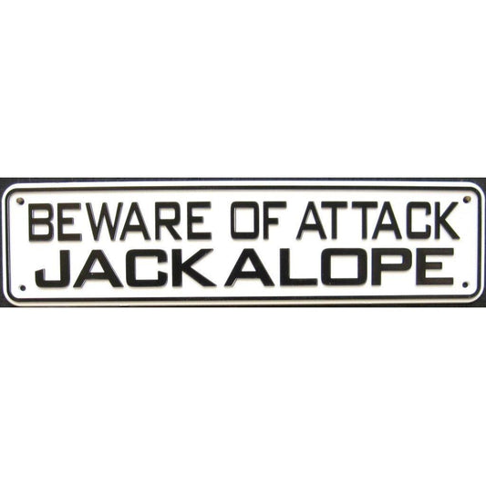 Beware of Attack Jackalope Sign Solid Plastic 12 X 3